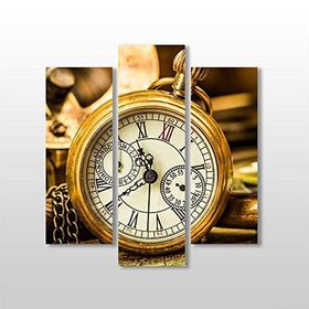 Technopa Saat Gold 111x120 cm Kanvas Tablo