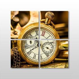 Technopa Saat Gold 130x130 cm Kanvas Tablo