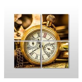 Technopa Saat Gold 70x70 cm Kanvas Tablo
