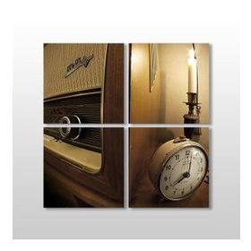 Technopa Saat ve Mum 130x130 cm Kanvas Tablo