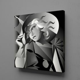 Technopa Şapkalı Kadın 90x90 cm Kanvas Tablo