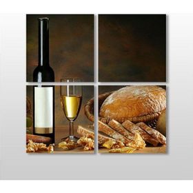 Technopa Şarap ve Kadeh 130x130 cm Kanvas Tablo