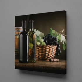 Technopa Şaraplar ve Üzüm 140x140 cm Kanvas Tablo