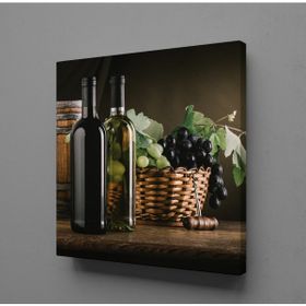 Technopa Şaraplar ve Üzüm 30x30 cm Kanvas Tablo