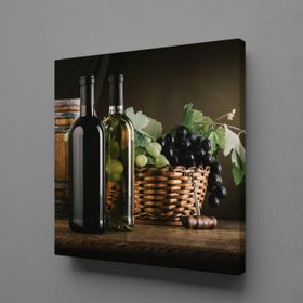 Technopa Şaraplar ve Üzüm 50x50 cm Kanvas Tablo