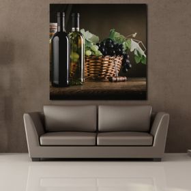 Technopa Şaraplar ve Üzüm 80x80 cm Kanvas Tablo