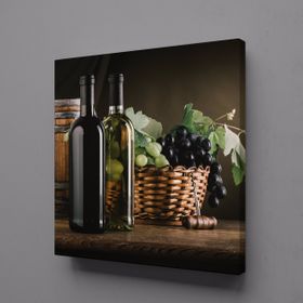 Technopa Şaraplar ve Üzüm 90x90 cm Kanvas Tablo