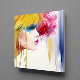 Technopa Sarı Saçlı Kız Temalı 80x80 cm Kanvas Tablo