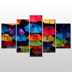 Technopa Şemsiyeler Renkli 105x60 cm Kanvas Tablo