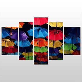 Technopa Şemsiyeler Renkli 225x130 cm Kanvas Tablo