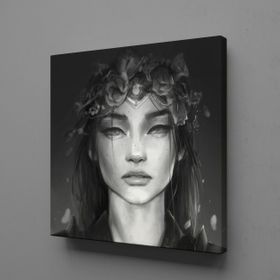 Technopa Siyah Beyaz Kadın 60x60 cm Kanvas Tablo