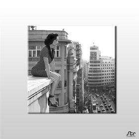 Technopa Siyah Beyaz Kadın 80x80 cm Kanvas Tablo
