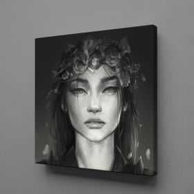 Technopa Siyah Beyaz Kadın 90x90 cm Kanvas Tablo