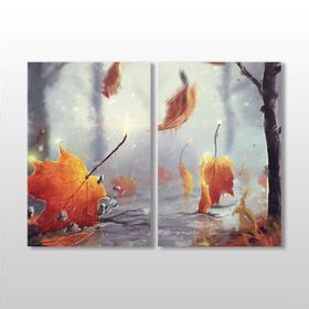 Technopa Sonbahar Yaprakları 110x100 cm Kanvas Tablo