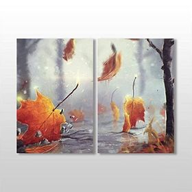 Technopa Sonbahar Yaprakları 90x80 cm Kanvas Tablo