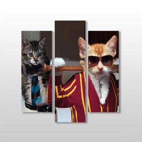 Technopa Sopalı Kedi 111x120 cm Kanvas Tablo