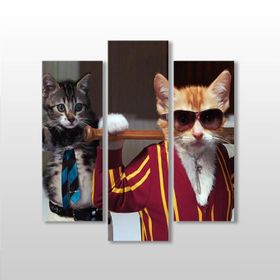 Technopa Sopalı Kedi 84x90 cm Kanvas Tablo