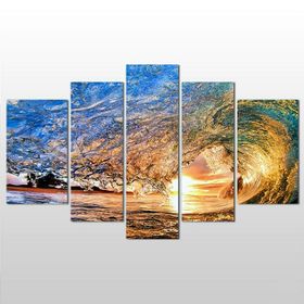 Technopa Su Dalgası ve Gün Batımı 140x80 cm Kanvas Tablo