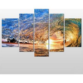 Technopa Su Dalgası ve Gün Batımı 190x110 cm Kanvas Tablo