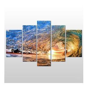Technopa Su Dalgası ve Gün Batımı 208x120 cm Kanvas Tablo