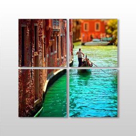 Technopa Venedik Kayık 100x100 cm Kanvas Tablo