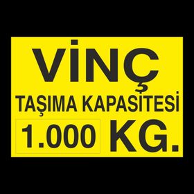 Technopa Vinç Kapasite 1 Ton Uyarı Levhası