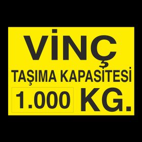 Technopa Vinç Kapasite 1 Ton Uyarı Levhası
