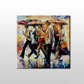 Technopa Yağmur ve Şemsiyeler 40x40 cm Kanvas Tablo