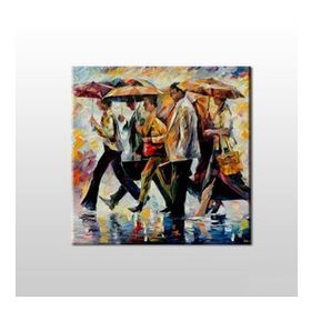 Technopa Yağmur ve Şemsiyeler 60x60 cm Kanvas Tablo