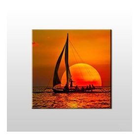 Technopa Yelkenli Tekne Kızıl 25x25 cm Kanvas Tablo