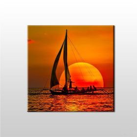 Technopa Yelkenli Tekne Kızıl 80x80 cm Kanvas Tablo