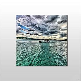 Technopa Yeşil Yansıyan Deniz 40x40 cm Kanvas Tablo