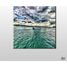 Technopa Yeşil Yansıyan Deniz 70x70 cm Kanvas Tablo