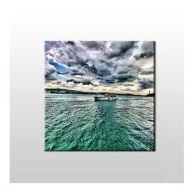 Technopa Yeşil Yansıyan Deniz 80x80 cm Kanvas Tablo