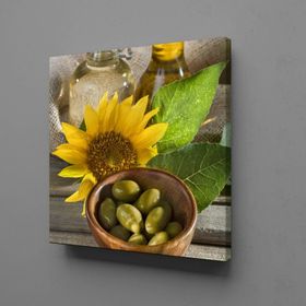 Technopa Yeşil Zeytin ve Ayçiçek 40x40 cm Kanvas Tablo
