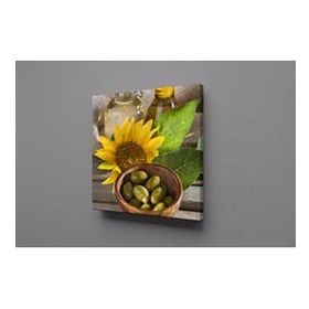 Technopa Yeşil Zeytin ve Ayçiçek 90x90 cm Kanvas Tablo