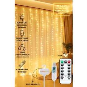 Technosmart Işık Kumandalı 300 Ledli 3 m x 3 m Peri Telli Perde Led
