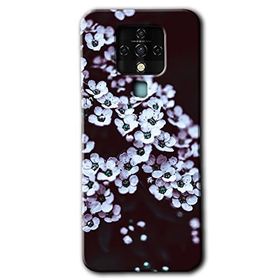 Tecno Camon 16 Beyaz Çiçek Baskılı Uyumlu Silikon Kılıf