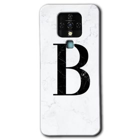 Tecno Camon 16 Beyaz Mermer Desenli B Harfi Baskılı Uyumlu Silikon Kılıf