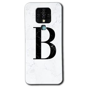 Tecno Camon 16 Beyaz Mermer Desenli B Harfi Baskılı Uyumlu Silikon Kılıf