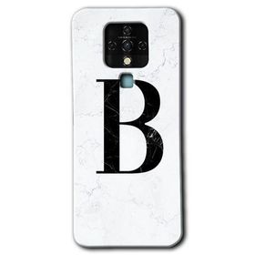 Tecno Camon 16 Beyaz Mermer Desenli B Harfi Baskılı Uyumlu Silikon Kılıf
