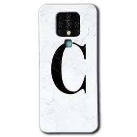Tecno Camon 16 Beyaz Mermer Desenli Ç Harfi Baskılı Uyumlu Silikon Kılıf