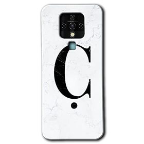 Tecno Camon 16 Beyaz Mermer Desenli Ç Harfi Baskılı Uyumlu Silikon Kılıf