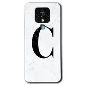 Tecno Camon 16 Beyaz Mermer Desenli Ç Harfi Baskılı Uyumlu Silikon Kılıf