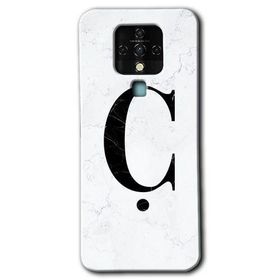 Tecno Camon 16 Beyaz Mermer Desenli Ç Harfi Baskılı Uyumlu Silikon Kılıf