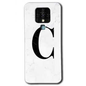 Tecno Camon 16 Beyaz Mermer Desenli Ç Harfi Baskılı Uyumlu Silikon Kılıf