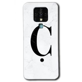 Tecno Camon 16 Beyaz Mermer Desenli Ç Harfi Baskılı Uyumlu Silikon Kılıf