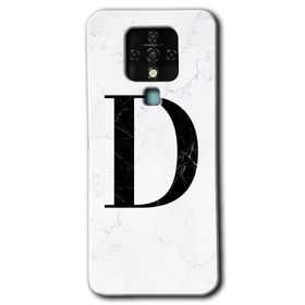 Tecno Camon 16 Beyaz Mermer Desenli D Harfi Baskılı Uyumlu Silikon Kılıf