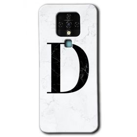 Tecno Camon 16 Beyaz Mermer Desenli D Harfi Baskılı Uyumlu Silikon Kılıf