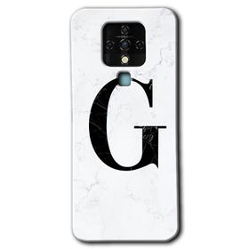 Tecno Camon 16 Beyaz Mermer Desenli G Harfi Baskılı Uyumlu Silikon Kılıf